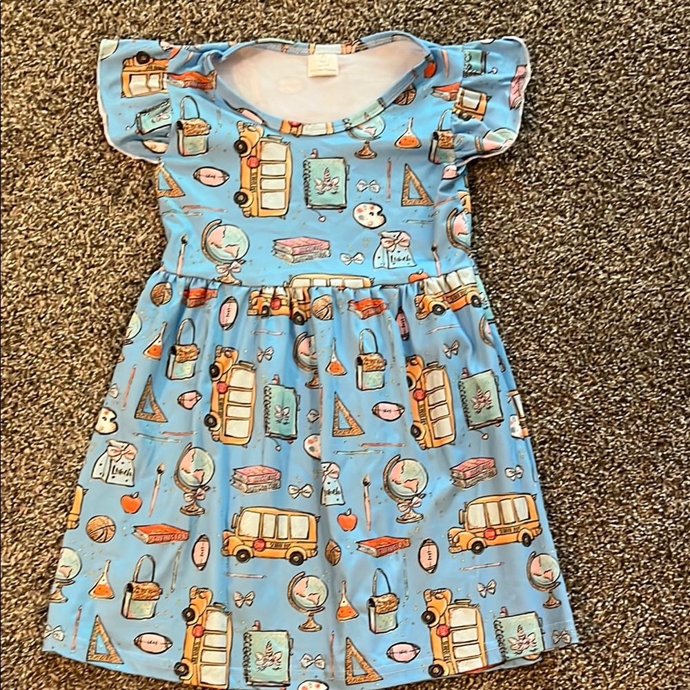 Blue Kids Dress with Fun Print